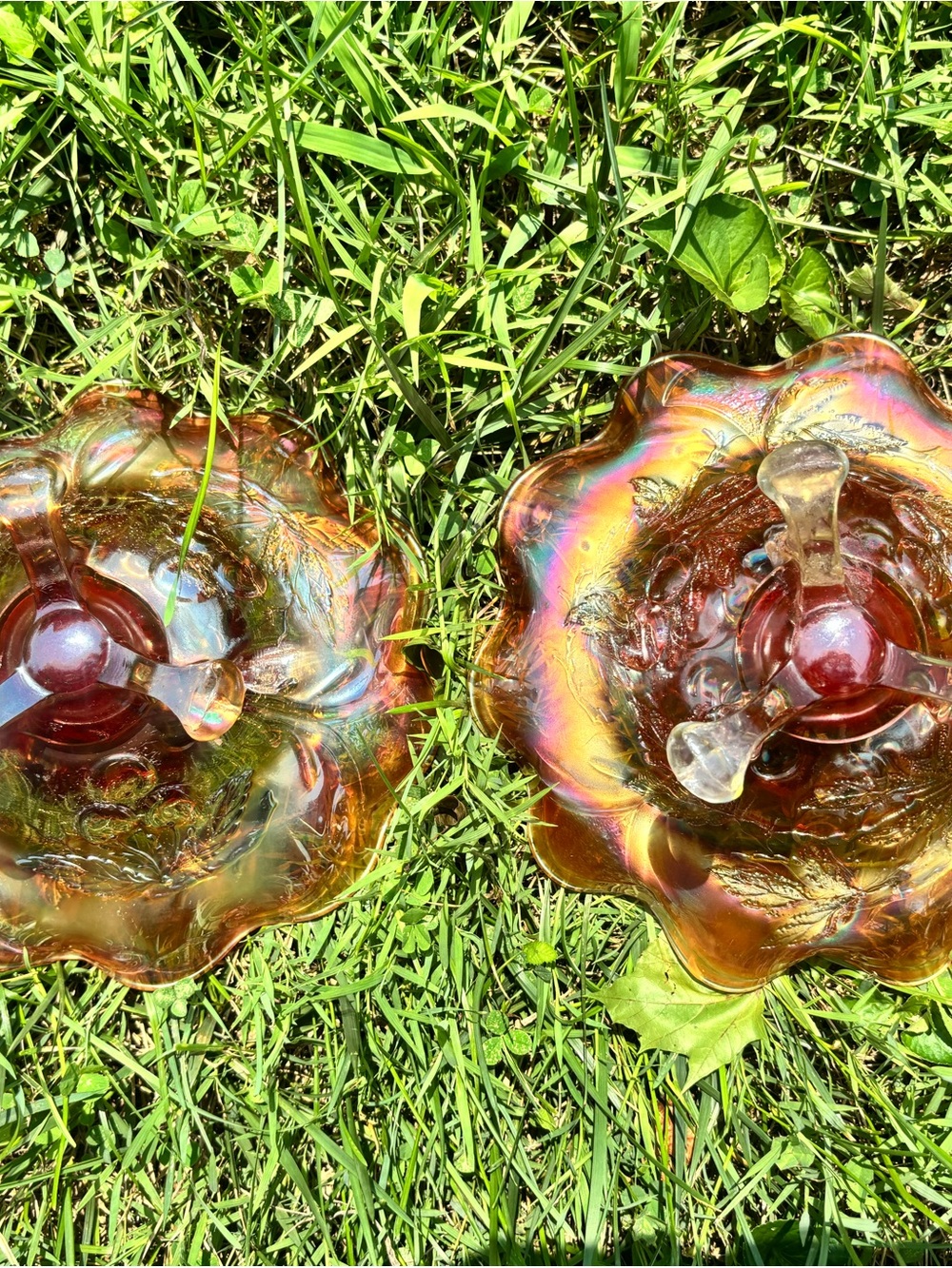 ANTIQUE MARIGOLD CARNIVAL GLASS BOWLS. CHERRY PATTERN. - Picture 4 of 14